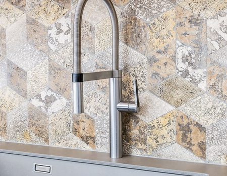 backsplash with abstract tile